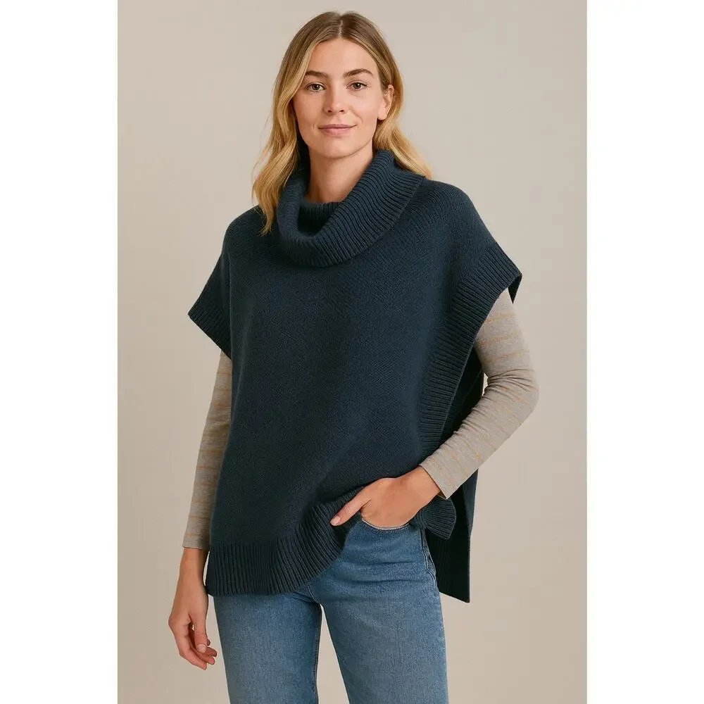 Matilda Jane M Poncho Sweater Forged Ahead Cowl Neck Oversized Boho Western Knit